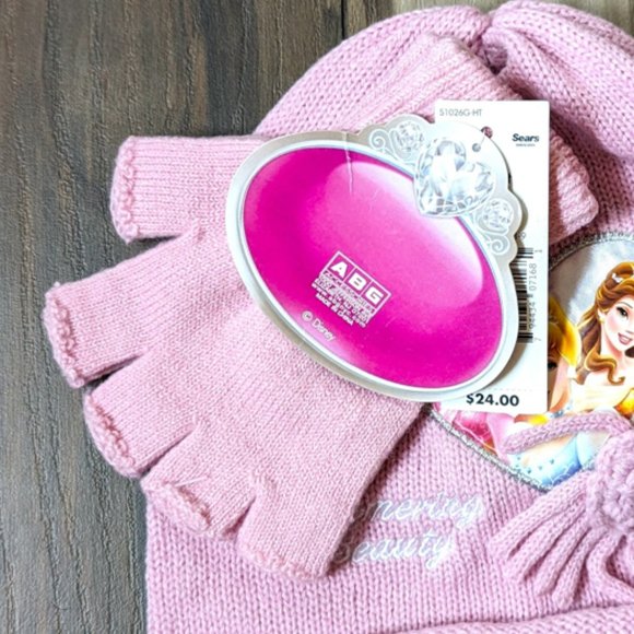 NWT Disney Princess Girls NINAS Gloves Hat Set Fingerless Mittens & Hat … - Picture 6 of 7